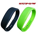 SUPOW(TM) 2PCs Large Size Durable Soft Moderate Waterproof Replacement SmartBand Smart Wristband Band Wrist Strap For SONY SWR10 (180MM-240MM Black+Green) ...