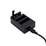 TELESIN Batterie USB multifonction à 2 emplacements et 3 canaux Chargeur à distance WI- fi pour GoPro Hero 4 – Noir