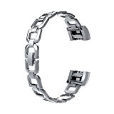 wearlizer Bandes Bracelet en métal charge pour bracelet Fitbit 2 - Argent